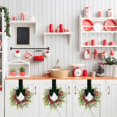 thumbnail image 2 of Christmas Mini Cabinet Wreath, 10" Norfolk Pine Wreath with Bow Red Berry for Chair, Artificial Small Kitchen Wreath for Window Front Door Farmhouse Wall Pillars Xmas Decor 1Pc,Green Bow, 2 of 4