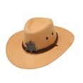thumbnail image 1 of Sombrero de vaquero para hombre, sombrero de vaquera con correa para la barbilla, sombrero de ala ancha de moda para exteriores Camello, 1 of 9