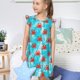 thumbnail image 4 of Balery Crab Swims In The Ocean Camisón de princesa para niñas, pijama de algodón con mangas abullonadas, suave y bonito.-Small, 4 of 6