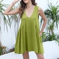 thumbnail image 7 of Ashirexll Midi Dresses for Women, Flowy Dresses for Women, Summer Sleeveless Mini Loose Solid Color V-Neck Pullover Sundress, 7 of 7