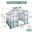 thumbnail image 3 of 8x6 FT Greenhouse for Outdoors, Heavy Duty Polycarbonate Greenhouse with Roof Vent and Sliding Door, Aluminum Large Walk-in Greenhouse for Outside Garden Backyard, Black, 3 of 6