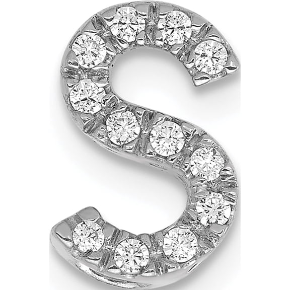 14K White Gold Diamond Letter S Initial Charm (11.2 X 7.01) Made In India pm5221s-013-wa