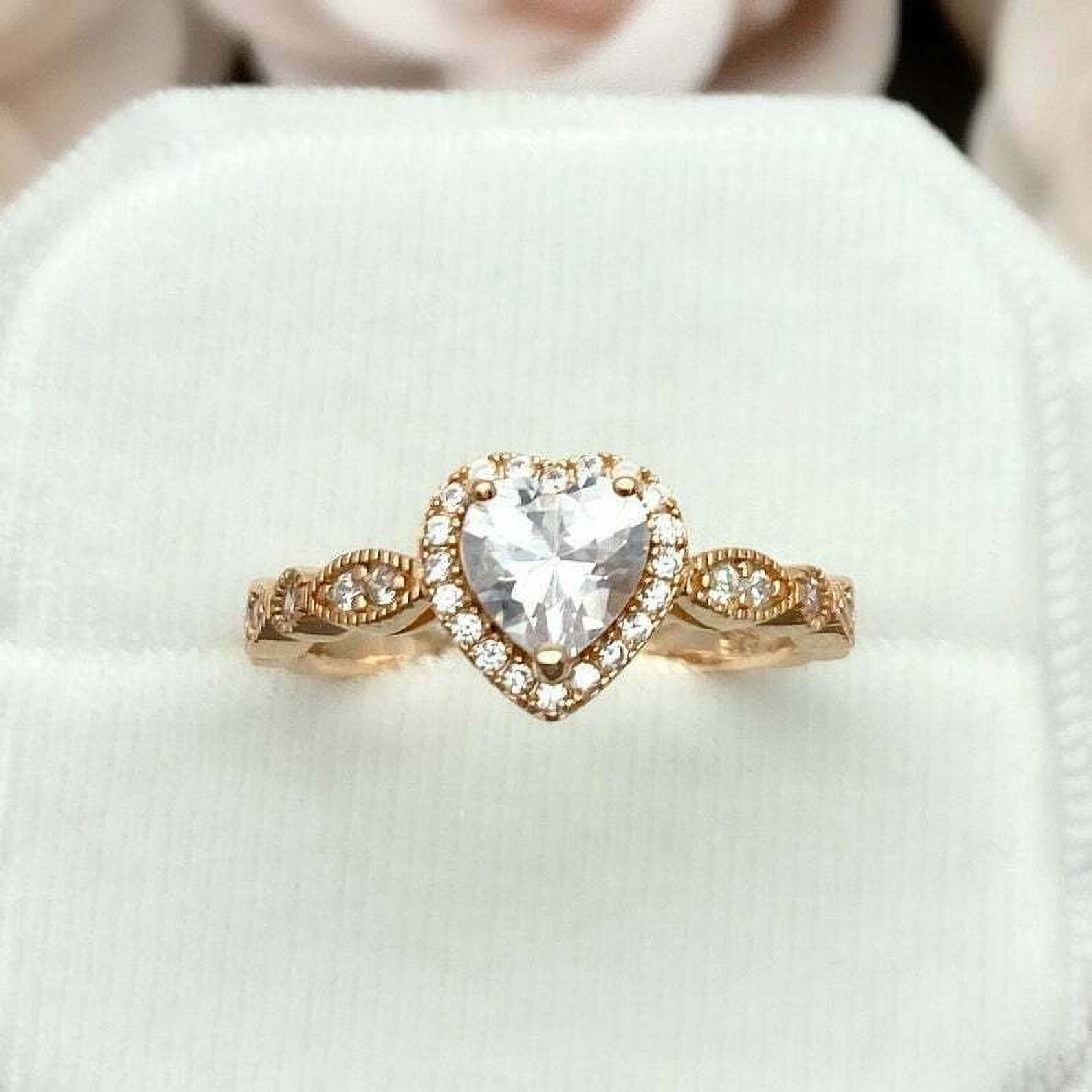 HeartsAndYou 1.4ct Engagement Ring for Women Heart Cut Moissanite Halo Design 18k Yellow Gold Over Silver