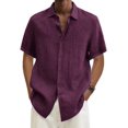 thumbnail image 1 of generic Men's Linen Shirts Short Sleeve 2024 Men Summer Button down T Shirts Vacation Beach Tops Plus Size Tops Casual, 1 of 1