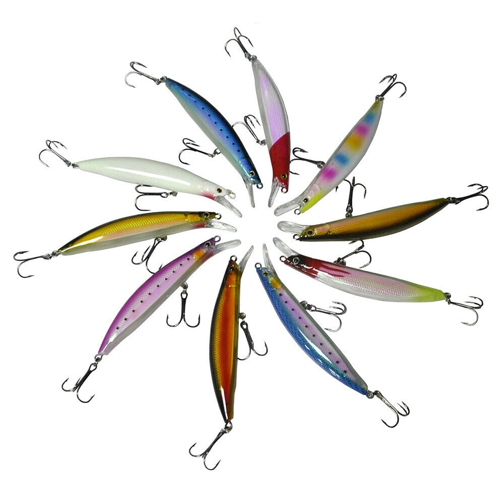 Pack of 40pcs Hard Fishing Lures Crankbaits Popper Minnow Pencil Bass With Box