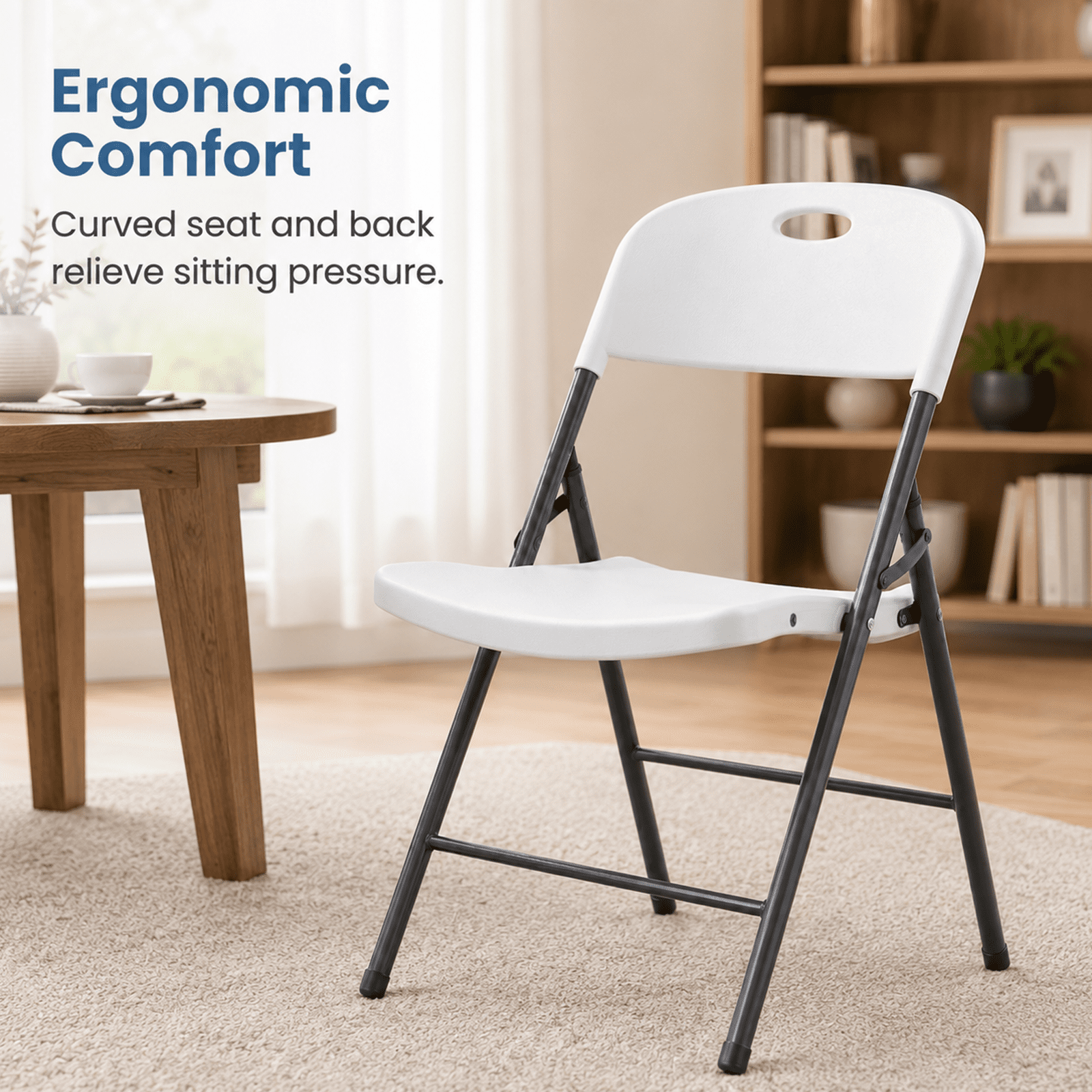 Alvantor Folding Chair, 350-Pound Capacity, Indoor Outdoor Plastic Commercial Stackable Foldable Guest Chairs for Events, Space-Saving