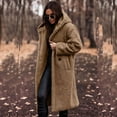 thumbnail image 2 of Winter Warm Sherpa Coats Jackets For Women Plus Size Hooded Faux Fur Solid Color Long Pea Coat Outerwear, 2 of 6