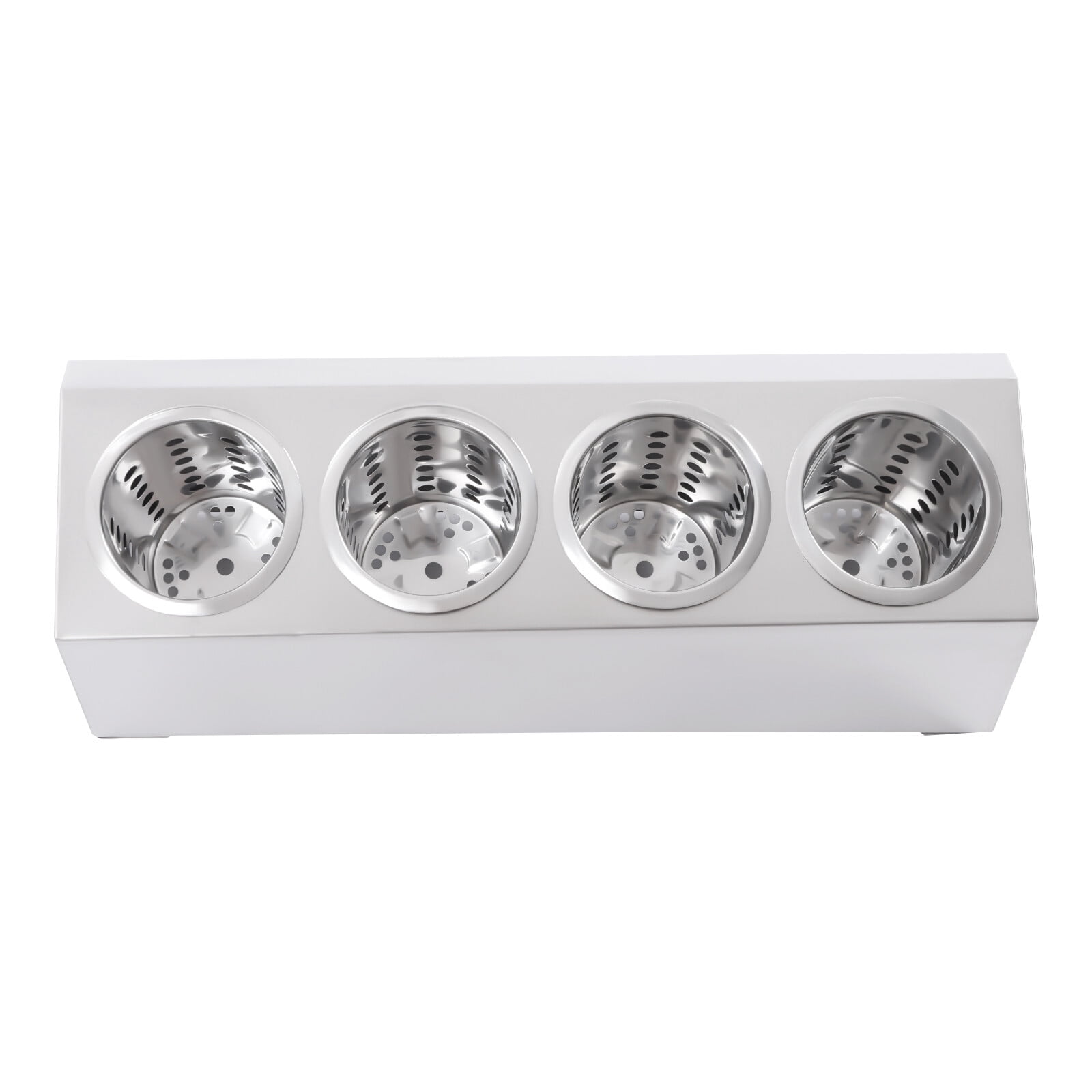 Commercial 4-Hole Stainless Steel Cylinder Flatware Silverware Utensil Holder Organizer Caddy, Detachable Countertop Utensil Dispenser for Forks Spoons Knives for Restaurant Kitchen Buffet