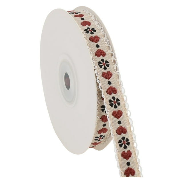 Cinta de Regalo Unique Bargains 0.39"x29.53' Cinta Decorativa de Corazón y Flor Rojo Oscuro Verde Oscuro