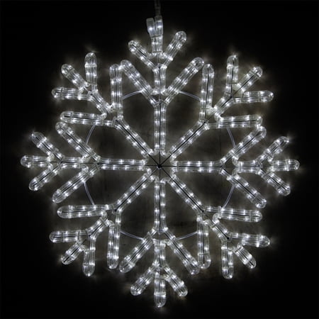 Wintergreen Lighting LED Snowflake Light Christmas Decorations Outdoor Snowflake Christmas Lights Christmas Snowflake LED Rope Light (24 40 Point Snowflake Cool White LED)