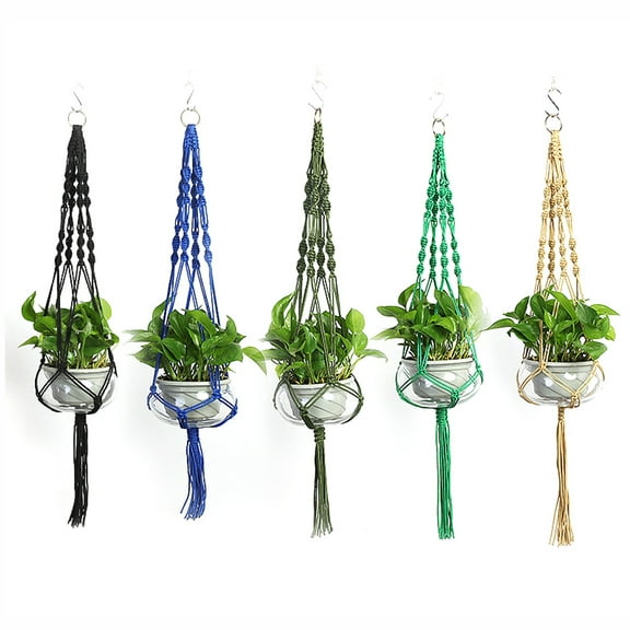 SPRING PARK Vintage Outdoor Flower Pot Hanging Net Handmade Woven Plant Lanyard Net Holder