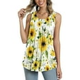 thumbnail image 2 of Playeras,Blusas y Tops,Ropa para Mujer Damas Camisetas Camiseta sin mangas con estampado casual de verano para mujer (Yellow, XXL), 2 of 4