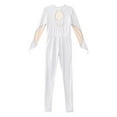 thumbnail image 6 of TiaoBug Kids Girls Long Sleeve Gymnastic Dance Leotard Mesh Splice Jumpsuit Figure Skating Dance Unitard White 12, 6 of 7