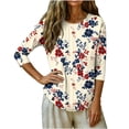 thumbnail image 6 of Zivyakyron Summer Womens T Shirts Patriotic 4th of July Everyday Top for Lady Loose Casual 3/4 Sleeve Clothes, 6 of 7