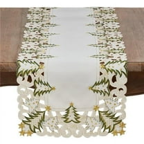 Saro Lifestyle Christmas Trees Holiday Table Runner Ivory 16"x54"