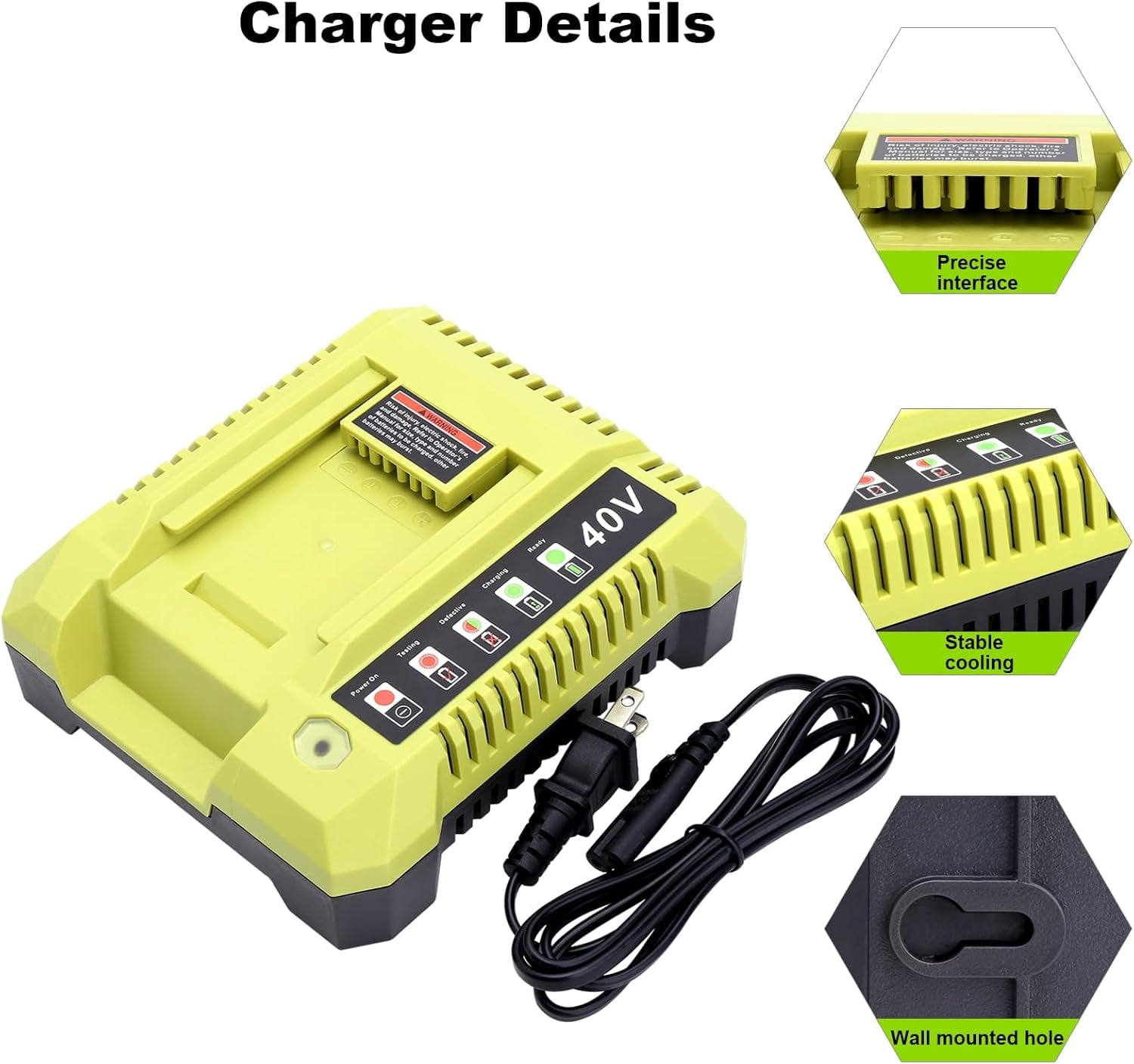 4-Pack 6.0Ah OP4026 40 Volt Lithium ion Replacement Battery and OP401 Charger Compatible with Ryobi 40V Battery OP4050A OP40601 OP4026A OP4040 OP4030 OP4050 OP4015 OP40261 OP40201 with LED Indicator