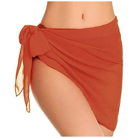 IDALL Beach Towel Bath Towels Women Short Sarongs Beach Wrap Sheer Bikini Wraps Chiffon Cover Ups For Swimwear Quick Dry Towel Pool Towels Orange One Size