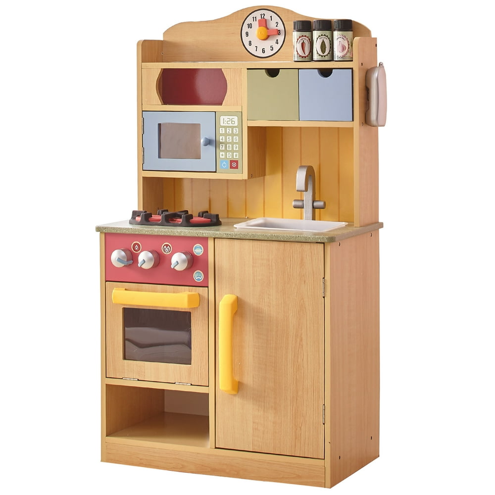 Teamson Kids Little Chef Florence Kids Kitchen Playset, Wood Grain
