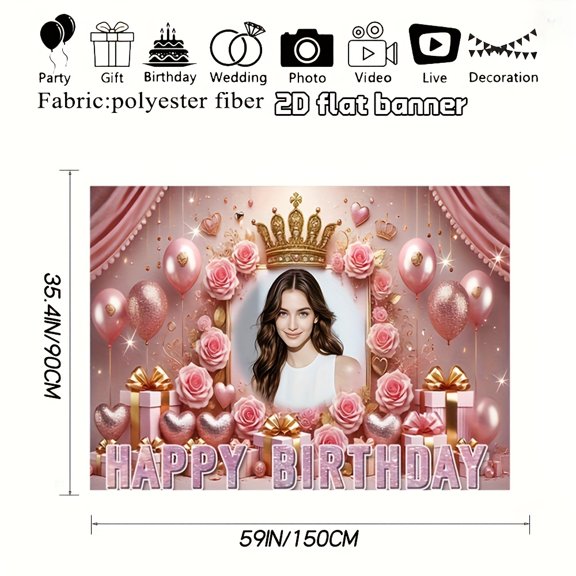 Custom Pink Floral Party Decorations Banner Pink Floral Sign Backdrop Photo Booth Props Background Party Favors