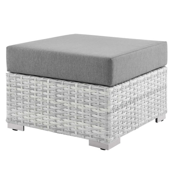 Lounge Chair Ottoman, Rattan, Wicker, Grey Gray, Modern Contemporary Urban Design, Outdoor Patio Balcony Cafe Bistro Garden Furniture Hotel Hospitality