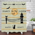thumbnail image 1 of Charming Halloween Shower Curtain with Skeletal Cat Spooky Moon & Vintage Design Perfect for Festive Decor, 1 of 4