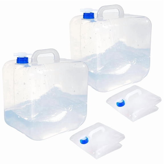 Camping 2-Pack Foldable Water Container with Spigot, 2.6 Gallon Portable Water Jug Canteen PVC