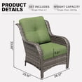 thumbnail image 6 of Meetleisure Patio Chairs Set of 2, Wicker Outdoor Furniture with High Back, Deep Seating, Wide Armrest, Thick Cushions, Rattan Chairs for Deck Porch, Green, 6 of 9
