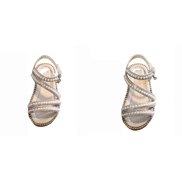 (2-Pack) Rinsvye Girls Sandals Open Toe Design Lightweight Comfortable Fit Summer Durable Rubber Sole Trendy Look For Beach Parties Casual Outings Easy To Walk
