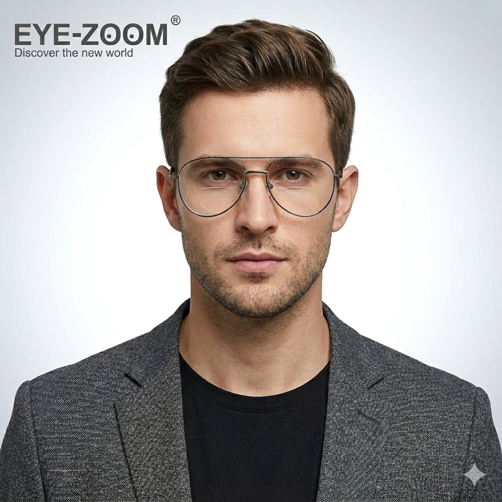 EYE ZOOM 2 Pack Aviator Style Blue Light Blocking Bifocal Reading Glasses (Gunmetal, +2.00)