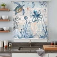 thumbnail image 5 of Blue Coastal Sheer Curtains 45 Inches Long, Sea Turtle Octopus Coral Beach Nautical Light Filering Curtains, Breathable Simi Curtain Privacy Drapes for Kitchen Bathroom Small Window Treatment, 5 of 9