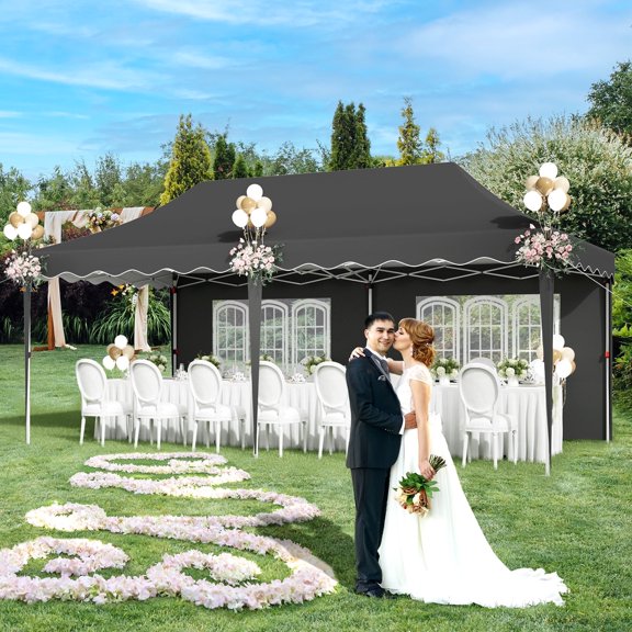 Arlopu 10×20ft Pop up Canopy Party Tent Outdoor Protable Instant Shelter Canopy Gazebo with 6 Removable Sidewalls
