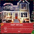 thumbnail image 4 of XURISEN 200FT 500 LED Christmas Lights, Green Wire String Lights Outdoor 8 Modes Memory Function Plug in Fairy Lights for House Christmas Tree Patio Wedding Garden Party Decor- Cool White, 4 of 7