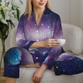 thumbnail image 6 of KLL Planets Stars And Galaxies1 Print Women's Long Sleeve Pajamas with Pants Sleepwear Loungewear 2 Set-Medium, 6 of 8