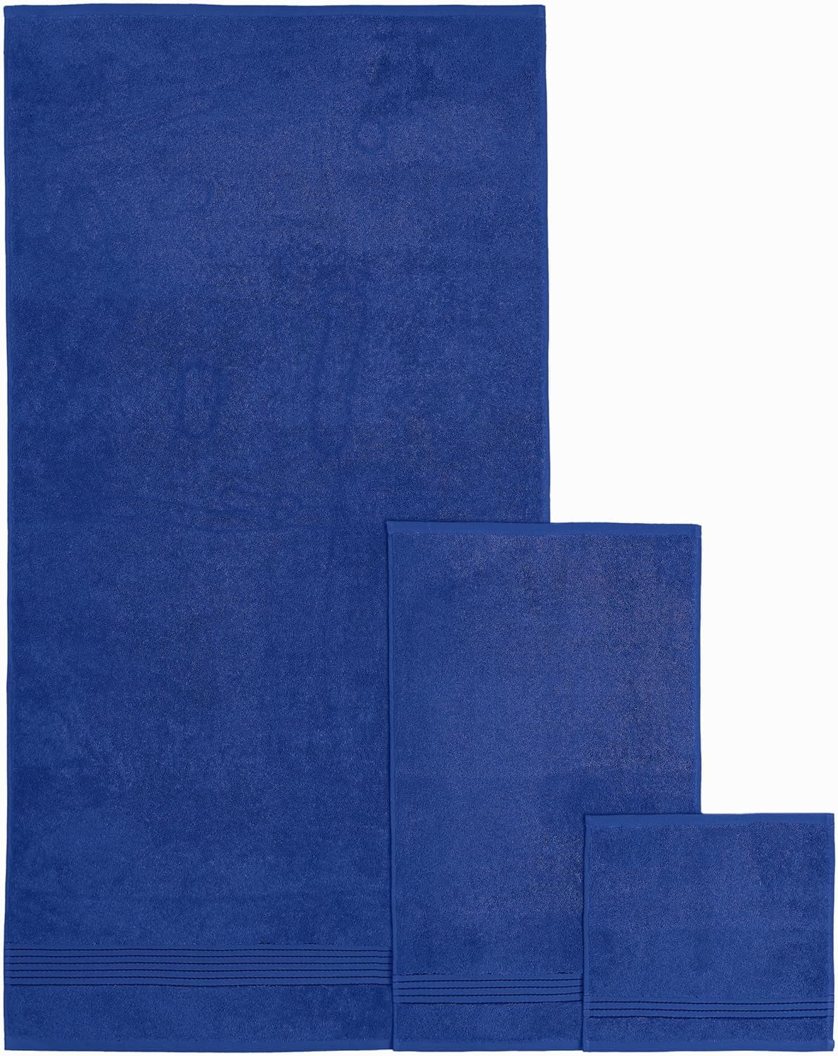 Discount Cotton 6-Piece Towel Set, Includes 2 Washcloths, 2 Hand Towels and 2 Bath Towels, 100% Turkish Cotton - Highly Absorbent and Super Soft Towels for Bathroom, Royal Blue