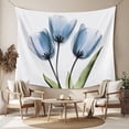 thumbnail image 2 of Blue Tulip Large Tapestry for Bedroom Wall Hanging Tapestry, Abstract Flower Country Farm Floral White Ceiling Backdrop Tapestries Poster Blanket Wall Decor for Teens Room Living Room Dorm 100" x 59", 2 of 8
