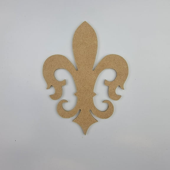 4" Ornate Fleur de Lis, Unfinished MDF Art Shape by Wooden Craft Cutouts