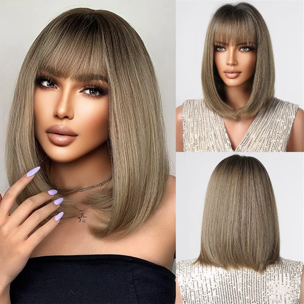 Bob Wigs for Women Synthetic Hair Wigs Short Bob Wigs With Bangs