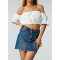 thumbnail image 6 of Franhais Women's Sexy Short Top Shoulder Length Style Solid Color Elastic Ruffled Trim Chest Wrap Breathable Blouse, 6 of 9