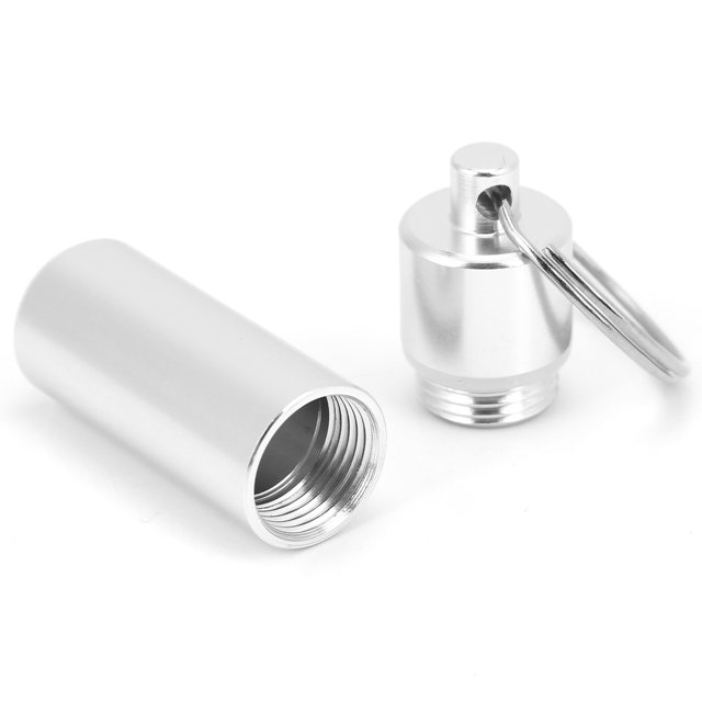 Keychain Pill Case, Aluminium Pill Box Silver Firm for Capsules for Pills for Cod Liver Oil for Vitamin E