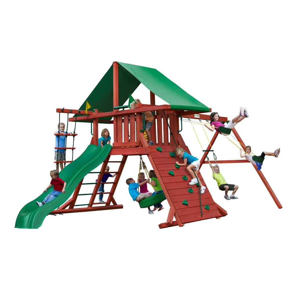 Gorilla Playsets Sun Valley I Wooden Swing Set with Extra Large Rock