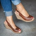 thumbnail image 4 of Chaussures pour Femmes Décontractées à Boucle Talon Compensé Haut Bout Ouvert Couleur Unie Sandales Mode Rétro, 4 of 9