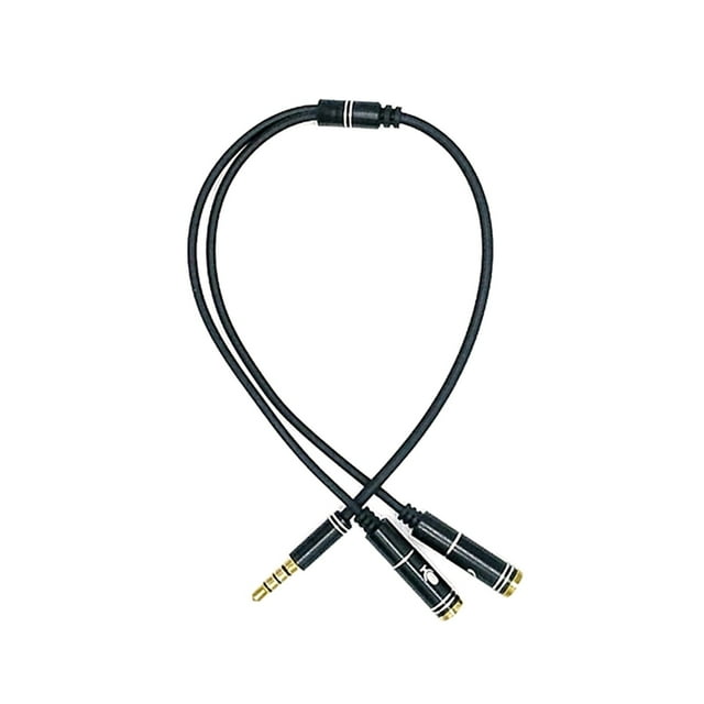 3.5mm Headsets Splitter Adapter - 30cm Cable, Converts Combo Port to Headphone & Mic, for PC, Smartphone, Notebook, Black