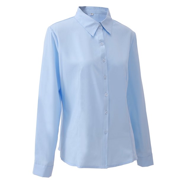 Camisas con botones para mujer, blusas clásicas de manga larga, blusas cómodas para el trabajo, negocios, informales y elegantes, azules