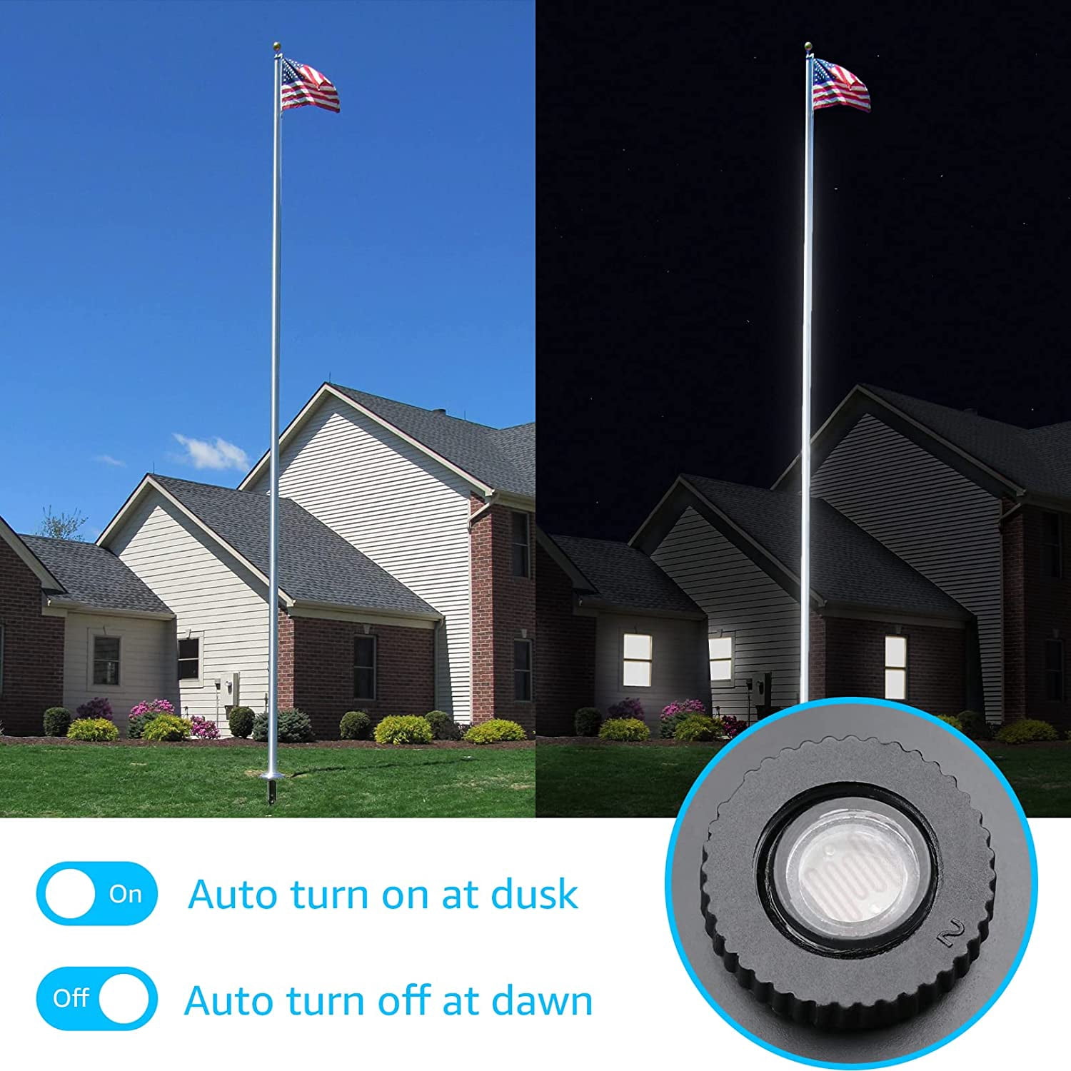 SUNVIE 30W Spotlight Outdoor 120V Dusk to Dawn LED Landscape Lighting Plug in with Photocell Sensor