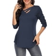 thumbnail image 2 of LYXSSBYX Women Long Sleeve Dress Fashion Womens Long Sleeve Pure-Color V Neck Shirts Casual Elegant Pullover Tops, 2 of 8