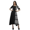 thumbnail image 1 of Moomaya Robe Midi à Manches Courtes en Viscose Imprimée pour Femmes, Taille à Cordon de Serrage, 1 of 4