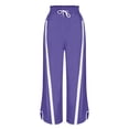 thumbnail image 3 of Women's Striped Wide Leg Pants with Pockets, Oversized Barrel Cut Lightweight Cotton Casual Trousers, Elastic Waist Comfy Lounge Pajama Pant for Outdoor, Travel and Daily Wear Purple L, 3 of 9