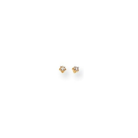 14k Yellow Gold Childs Diamond Stud Earrings. Carat Wt- 0.02ct w/ Gift Box (3MM)
