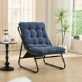 thumbnail image 6 of Leumius Patio Outdoor Lounge Chair with Ottoman, Comfy Sling Recliner Chair with Puffy Cushion and Foot Stool for Living Room Bedroom Reading Room Navy Blue, 6 of 9