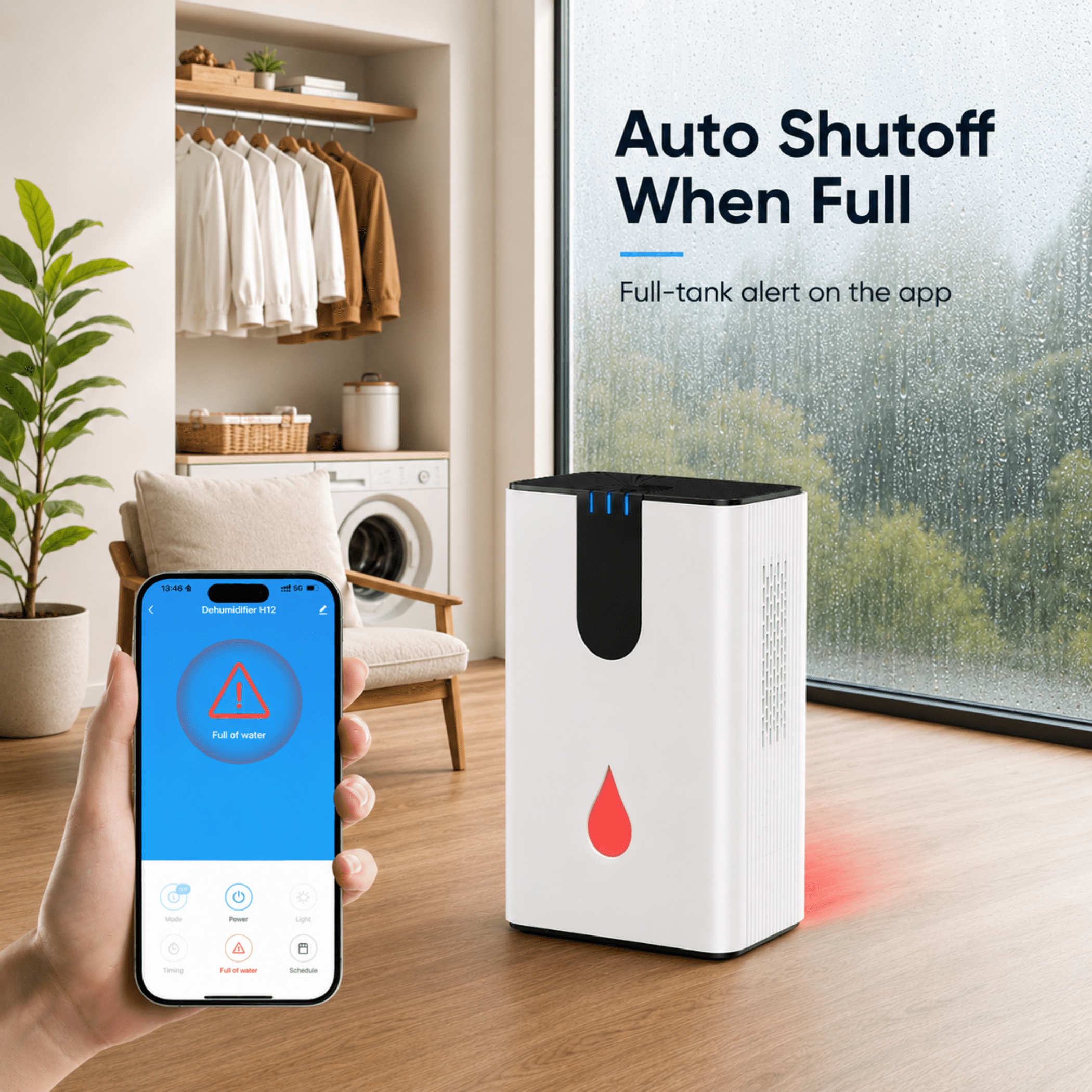 JOYSAILOR 95 oz Dehumidifier, 850 sq.ft Small Dehumidifiers for Basement & Home, Auto Shut off, 7-Color LED, High Efficiency Portable Dehumidifier for Bedroom